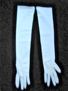 LOVELY 18"L PALE BLUE NYLON SPANDEX FORMAL  OVER ELBOW OPERA GLOVES-ONE SIZE - Picture 1 of 5