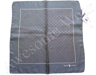 New Ralph Lauren Polo Italy Handmade Silk Gray Patterned Pocket Square - Image 1 of 4