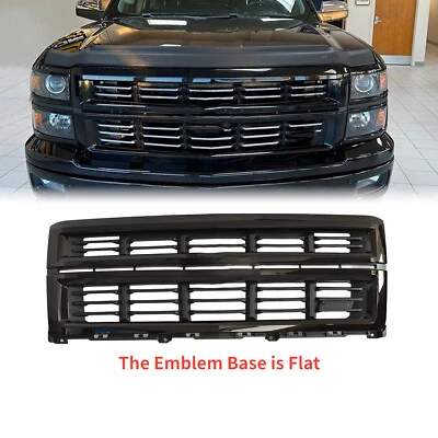 Front Upper Grille Gloss+Matte Black For 2014-2015 Chevrolet Silverado 1500 - Image 1 of 4