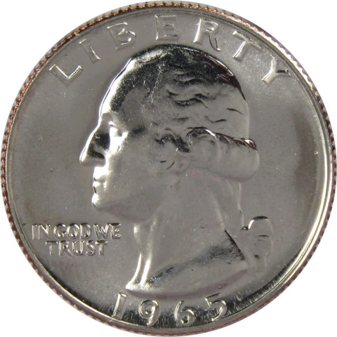 1965 SMS Washington Quarter BU Uncirculated Mint State 25c US Coin Collectible Cover