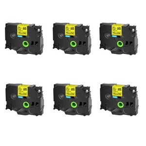 6× 1" Ruban étiqueteuse Compatible avec Brother TZ TZe-651 Noir sur jaune - Zdjęcie 1 z 4