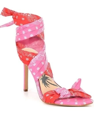 NEW Gianni Bini X DANNIJO Sandals 9.5 Misch Bandana Colorblock Print Ankle Wrap - Image 1 of 4