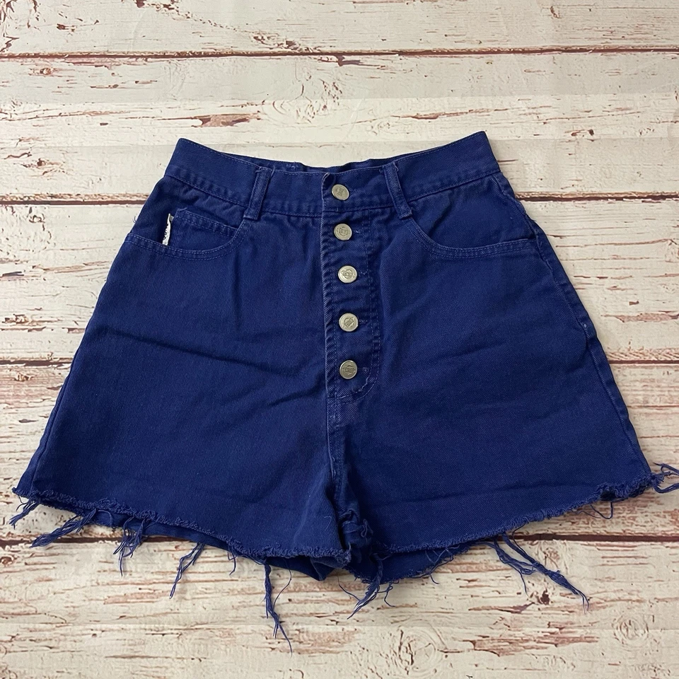 Pantalones Cortos Bongo Azul Vintage Cintura Alta Rayas Talla 5 Años 90’s EE. UU. Para Mujer’s Foto 1 de 4