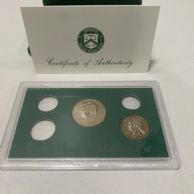 1996 US Mint Proof Set Partial | Kennedy Half & Washington Quarter w/Box COA - Image 1 of 4