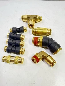 9-Piece Miscellaneous DOT Brass/Synthetic Air Brake Push Lock Connect Fittings - Bild 1 von 7