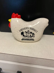 Farm Fresh Farmers Market White Ceramic Chicken Statue 7 1/2" x 6" - Picture 1 of 3