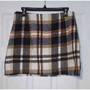 iO Skirt Womens A-Line Plaid Wool Blend Skirt Size M NWT - Picture 1 of 9