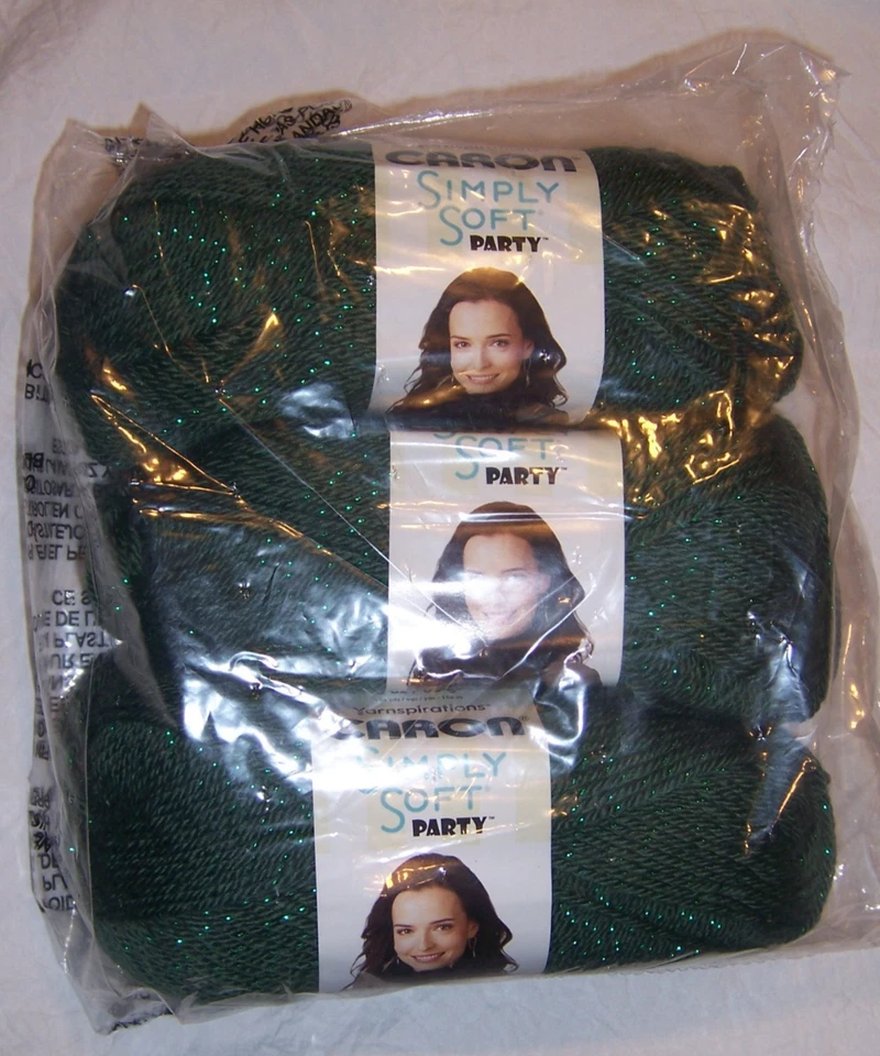 Lote de 3 hilos de fiesta Caron Simply Soft - brillo de salvia oscura - mismo lote de tinte Foto 1 de 1