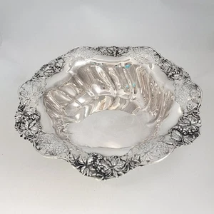 Art Nouveau Massive Sterling Silver Center Bowl Grape & Leaf by Mauser 14" - Picture 1 of 8