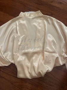 Bridal Party Maid Of Honor Satin Kimono Robe Rhinestones Light Pink - Picture 1 of 2
