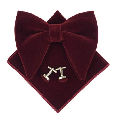 Mens Oversized Bow Tie Velvet Bow tie Men Big Bow Tie Wedding Groom Party Wear - Image 1 of 4