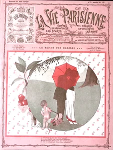 La Vie Parisienne Magazine  8 Mai 1909 Geomper Loving Couple Umbrella Cupid - Picture 1 of 5