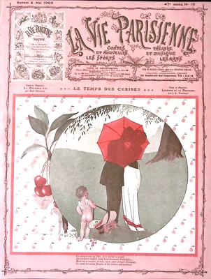 La Vie Parisienne Magazine  8 Mai 1909 Geomper Loving Couple Umbrella Cupid - Image 1 of 4