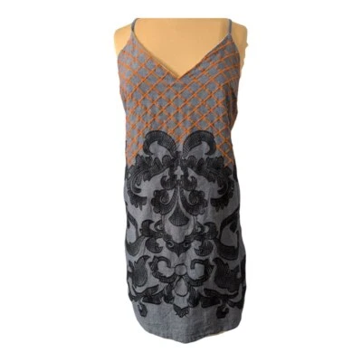Alya Francesca's Embroidered Chambray Shift Dress Women's Size Large Sundress - Image 1 of 4