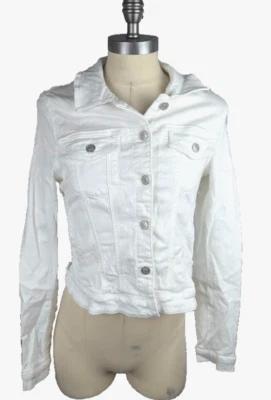 Guess Women's Denim Trucker Jacket Optic White Size M - Image 1 of 4