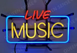 US STOCK 14" Live Music Light Neon Sign Lamp Man Cave Decor Beer Bar Glass JY - Picture 1 of 1
