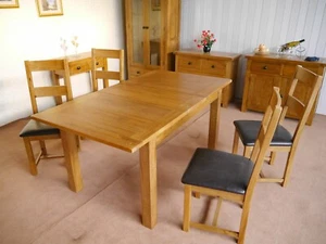 Oak Rustic Extending Dining Table Live Edge Coffee Table Computer Desk Kitchen - Picture 1 of 4