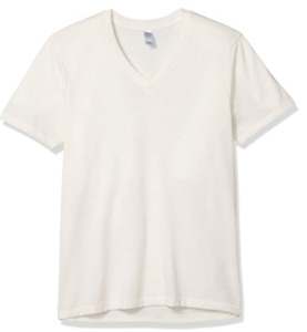 Alternative Men Boss V-Neck Eco-Jersey T-Shirt Oatmeal Size M 2196