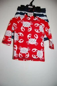 M&S 2 Piece Sun Swimming Set Striped Shorts Crabs Top UPF 50+ 18-24 Months BNWT - Picture 1 of 3