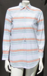 J CREW White Stripe Lightweight Cotton Chambray Shirt Tunic Top size XS EUC - Picture 1 of 5