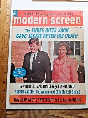 1966 Modern Scree Magazine. JFK & Jackie Cover. Robert Vaughn; Adam West; more - Image 1 of 4