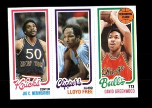 1980-81 TOPPS BASKETBALL JOE MERIWEATHER, LLOYD FREE, DAVID GREENWOOD