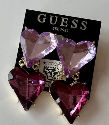 Guess - Pendientes colgantes de doble corazón Foto 1 de 4