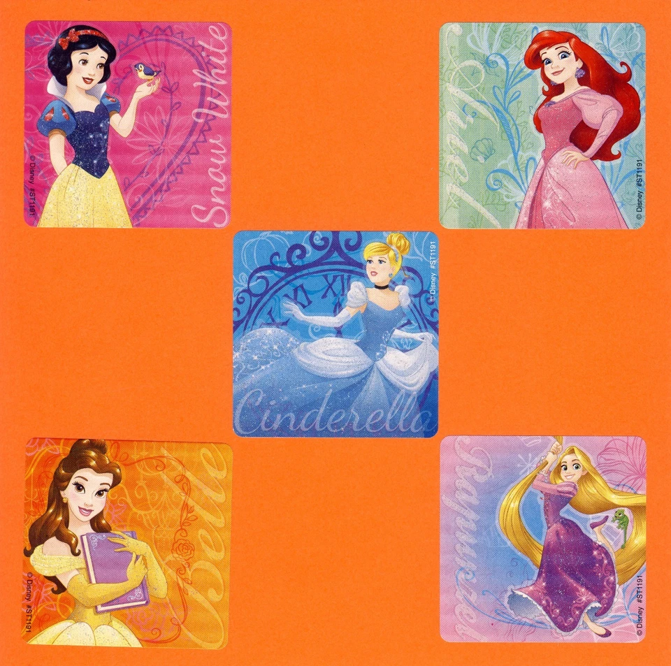 15 adesivos grandes glitter amizade princesa Disney - Branca de Neve, Ariel, Bela - Imagem 1 de 1