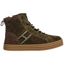 HOGAN BOYS SHOES BABY CHILD HIGH TOP SNEAKERS SUEDE NEW R141 GREEN CD7