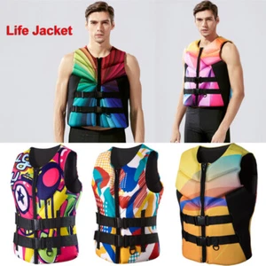 Adult Life Jacket Neoprene Buoyancy Aid Vest Boating Snorkeling Swimming Surfing - Picture 1 of 28