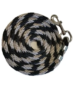 PONY Nylon Lead Rope 70 inches with steel Swivel Snap - gray/black candy cane - Picture 1 of 2