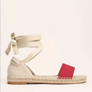 Reformation Lily Espadrilles Red/Cream NEW Size 10 - Picture 1 of 8