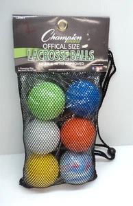 Pack of 6 Champion Sports Lacrosse Balls - Official Size Rubber Multi-Colored - Picture 1 of 1