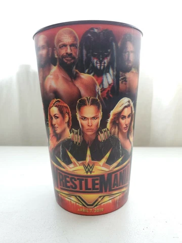New WWE Wrestlemania 35 SOUVENIR CUP Kofi Kingston Becky Lynch Tumbler Wrestling Cover