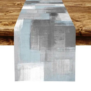 Corredor de mesa gris geométrico azul vintage para decoración de fiestas en el hogar interiores y exteriores - Imagen 1 de 5