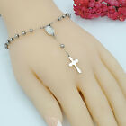 Stainless Steel Rosary Bracelet Virgen de Guadalupe and Cross. Rosario Acero 