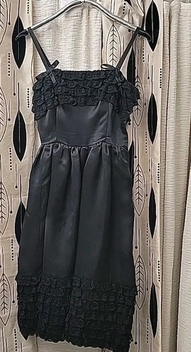 Abito da cocktail Givenchy Nouvelle Boutique nero seta pizzo spalline taglia 6