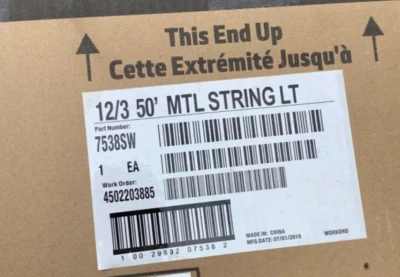 Southwire 7538SW, Temporary Light Stringer, 50’, 12/3 Cord, 5 Lite, Steel guards - Image 1 of 2