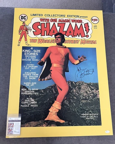 Jackson Bostwick Signed Captain Marvel Event Used Display 23x31 JSA Cover