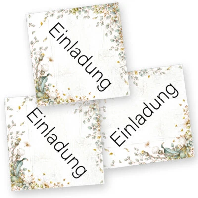 50 Aufkleber EINLADUNG - Blumenmotiv Quadrat 4 x 4 cm, Besondere Anlässe - Bild 1 von 4