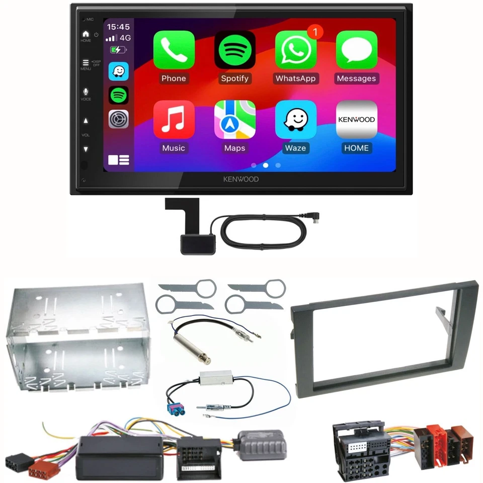 Kenwood DMX6523DABS Android Auto CarPlay Einbauset für Seat Exeo Audi A4 B6 B7 - Bild 1 von 1
