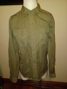 Fossil 54 Shirt Mens Small Olive Green Cotton Button Long Sleeve NWOT (V) a - Picture 1 of 9
