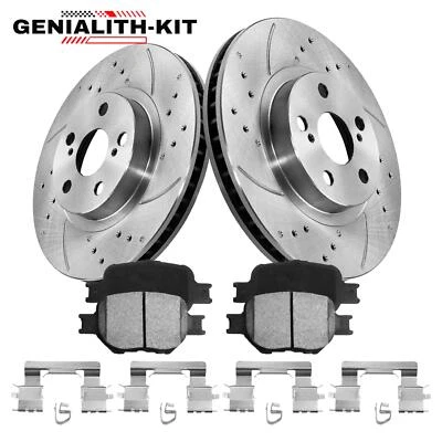 Front Drilled Rotors + Ceramic Brake Pads for 2005 2006 2007 2008-2010 Scion TC - Image 1 of 4