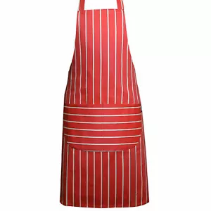 Delantal de chef a rayas rojas y blancas RAYAS impermeable cocina catering carnicero - Imagen 1 de 7