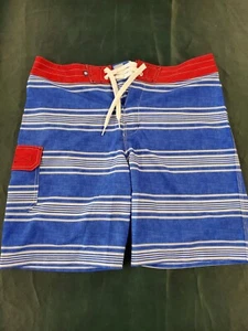Pantalones cortos de baño Sperry para hombre poliéster rojo blanco malla azul forrados baúles talla 34 - Imagen 1 de 6