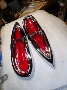 1959 El Camino-Wagon CHROME tail light bezels & new lenses - Picture 1 of 3