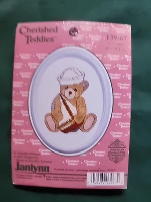 Counted Cross Stitch Cherished Teddies Janlynn Pink Frame 139-67 Sailor Boy 1997 - Image 1 of 2