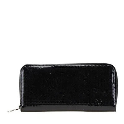 Cartier Happy Birthday Round Zip Long Wallet in Black Patent Leather for Women - Image 1 of 4