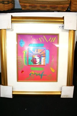 Pintura firmada Peter Max “Liberty Head Collage II” - Galería enmarcada - Como nueva Foto 1 de 4