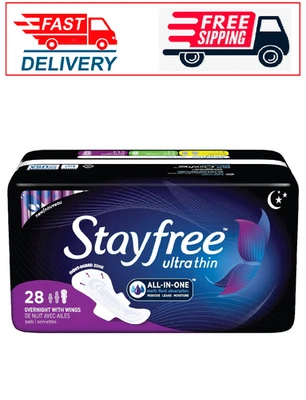 Stayfree Ultra Delgado 28 unidades para pasar la noche con alas Foto 1 de 3